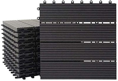Houtlook WPC Vloertegels voor Balkon en Terras - Antraciet, 11 Stuks 30x30 cm