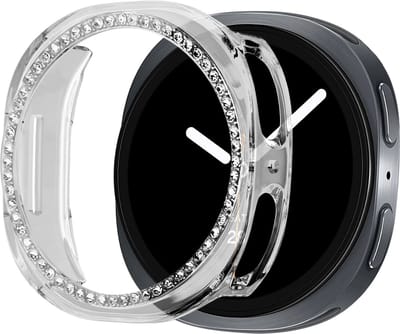 Bandz PC hard case hoesje met diamantjes - geschikt voor Samsung Galaxy Watch 9/8 - 40mm - beschermhoes van hard plastic - semi cover (transparant)
