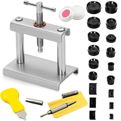 Dailygoods- Horlogepersset 23-delig - Inpersgereedschap - Behuizingssluiter met 18 drukplaten - Kunststof inzetstukken - Horlogedekselpers - Reparatiegereedschap voor horloges - Horloge Gereedschap