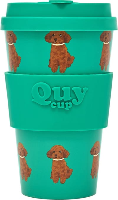 Quy Cup 400ml Ecologische Reis Beker - "Whiskey" - BPA Vrij - Gemaakt van Gerecyclede Pet Flessen met Groene Siliconen deksel
