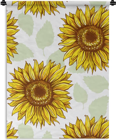 Wandkleed - Wanddoek - Zonnebloem - Patronen - Bloemen - 90x120 cm - Wandtapijt