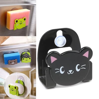Sponshouder- Waterbestendig- Keukenaccessoires-  Zuignap- Ophanghaak-  Vaatdoekhouder- Polypropeen- Wit