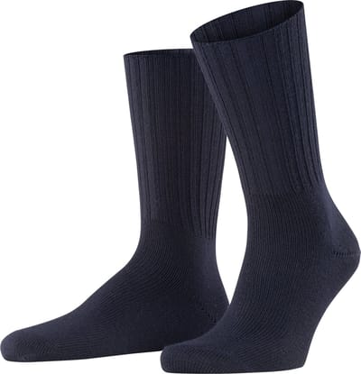 FALKE Nelson eenkleurig wol sokken heren blauw - maat 39-42