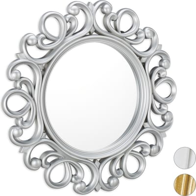 wandspiegel rond - met frame - Ø 50 cm - badkamerspiegel - zilver