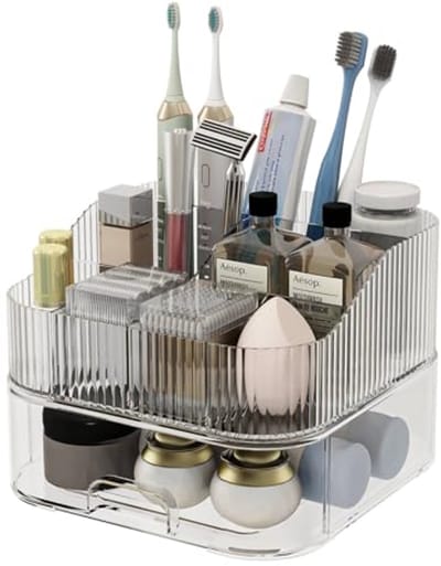 Stapelbare make-up organizer met lades voor cosmetica en huidverzorging - Wit
