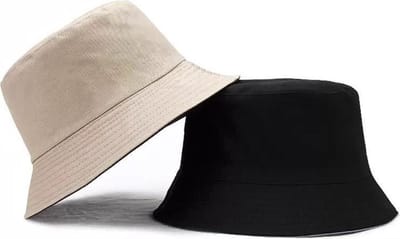 *** Hoed Festival Zomer - Bucket Hat - Vissershoedje - Zwart en Beige - Zonnehoed - van Heble® ***