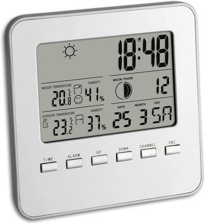 Draadloos Weerstation met Binnen- en Buitentemperatuur, Luchtvochtigheid en Maanfasen