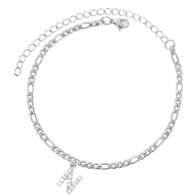 Enkelbandje - Enkelbandjes Dames - Enkelbandje Zilver - Initials - Zilverkleurig - Letter N
