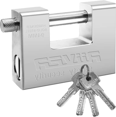 Robuuste 1KG Hangslot met 4 Sleutels, Ronde Container Hangslot van Gehard RVS, Veiligheidslock voor Garage en Opslagruimtes, Ideaal voor Tuinhuisjes en Schuren (94mm)