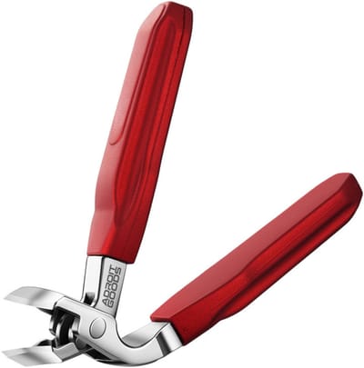 AdroitGoods 45° Gebogen Precisie Nagelknipper/nagelknipper – Professionele Ingegroeide Nagel- en Teennagelknipper met Opvangsysteem - Rood
