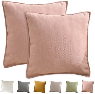 Dailygoods - Decoratieve kussenhoezen set van 2, 45 x 45 cm, zachte chenille effen bank kussenslopen, kussenslopen voor decor, vierkante kussenslopen voor slaapbank, woonkamer, woondecoratie (roze)