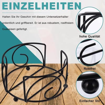 Dailygoods- Onderzetterhouder Hoogwaardig - Zwart - Gietijzer - Vintage - Organizer - Afmetingen 11,30 x 11,30 x 5,50 cm - Onderzetter