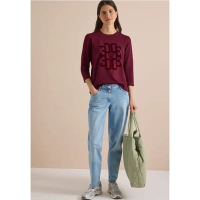 Shirt met 3/4-mouwen, ronde hals en tekst