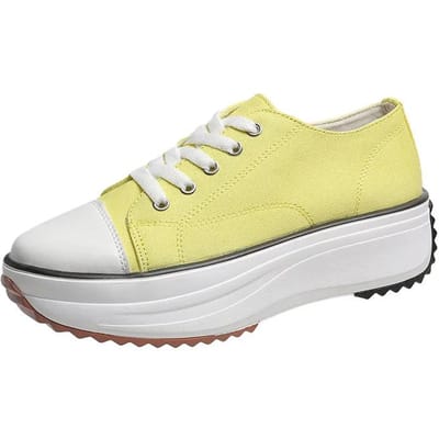 Dames Enkele Schoen Nieuwe Ronde Neus Dikke Zool Casual Vetersluiting Voorkant Ademende Canvas Schoenen Dames Schoenen 40 beige