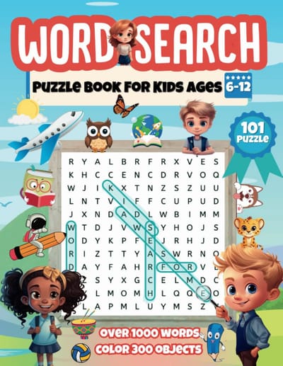 Woordzoeker Puzzelboek voor Kinderen 6-12 Jaar - 101 Puzzels met Grote Letters - Woordenschat & Spelvaardigheid
