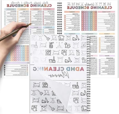 Reinigingsplanner ADHD - Huishoudplanner Checklist - Taken Organiseren - Ongedateerd Dagelijks Wekelijks Maandelijks - A4 formaat - Wit