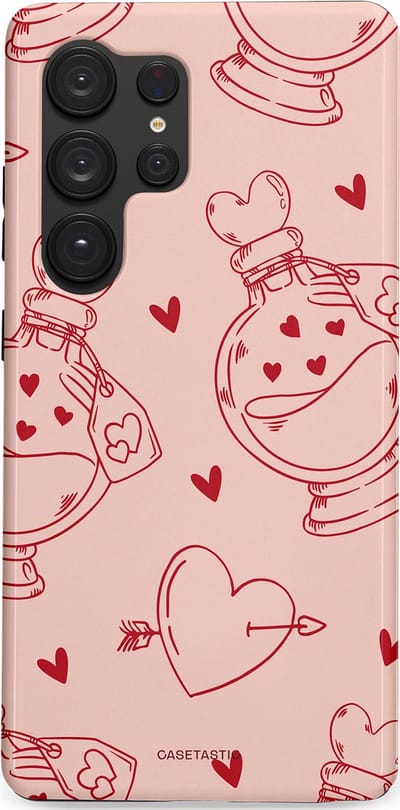 Casetastic Hoesje Geschikt voor Samsung S25 Ultra - Stijlvolle Beschermende Duo-layer Case - Zoete Liefdesflirt - Roze Rood - Pafrum - Love You - Valentijn