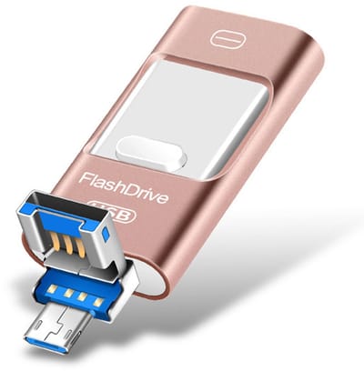 longziming -128GB 4-in-1 USB-C Flash Drive – Foto’s en Bestanden, USB Type-C en Lightning Thumb Drive voor Smartphone en Tablet