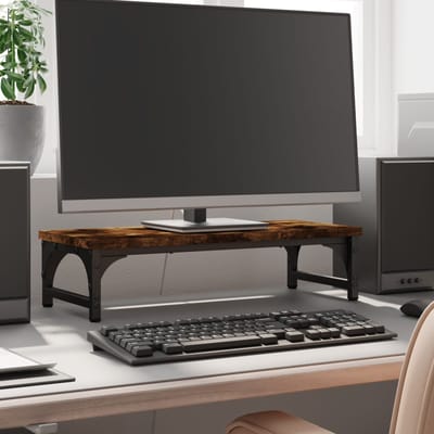 vidaXL - Monitorstandaard - 55x23x14 - cm - bewerkt - hout - gerookt - eikenkleurig