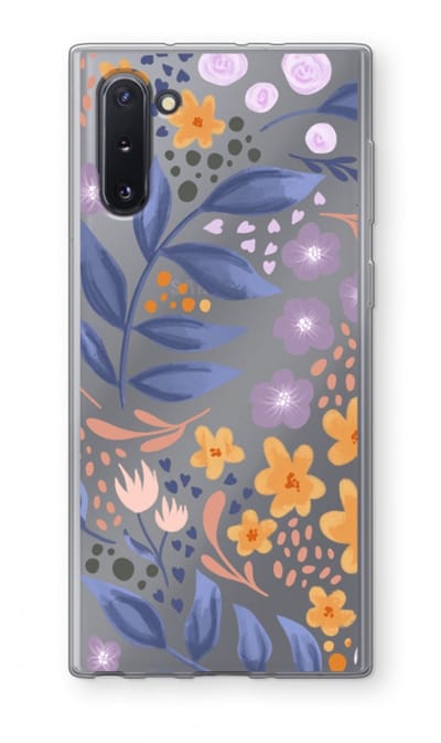 Case Company® - Hoesje geschikt voor Samsung Galaxy Note 10 hoesje - Flowers with blue leaves - Soft Cover Telefoonhoesje - Bescherming aan alle Kanten en Schermrand