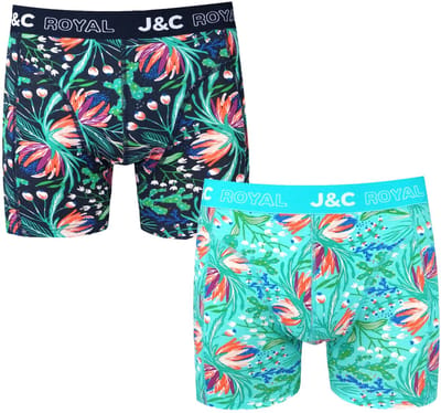 J&C 2-Pack Heren Boxershorts H252 – Katoen met Stretch – Geprinte Boxershorts – Comfortabele Pasvorm – Maat M