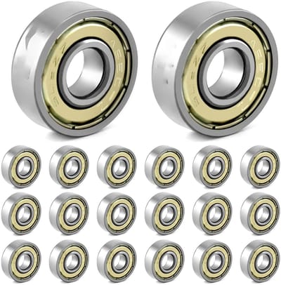 TOVBMUP 20 stuks - 608zz kogellagers - metaal - dubbel afgeschermd - miniatuur - diepgroefkogellagers - geschikt voor skateboards, scooters en inline skates - 8 mm x 22 mm x 7 mm
