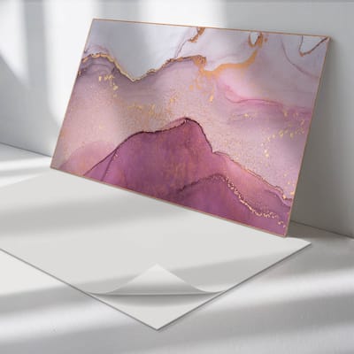 Wallfluent Vinyl Tegels - Abstract Landschap Met Golven Zelfklevende PVC Tegels - 40 cm x 20 cm - Roze Vinyl Tegels - Set van 10 - Rechthoek PVC Tegels - Abstractie Plaktegels - Vinyl Vloer Tegels - Plaktegels Keuken en Badkamer