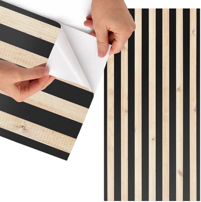 Tulup Meubelfolie - Houten latten Wrapfolie Keuken - 65x130 cm - Romig Meubelfolie - Wrapfolie Keuken - Minimalist Meubelfolie - Decoratiefolie - Tafeldecoratie - Achtergronden en patronen