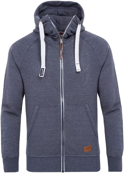 Yazubi Heren Hoodie Jacob – Regular Fit – Katoenmix Stretch – Blauw – Rits & Kap