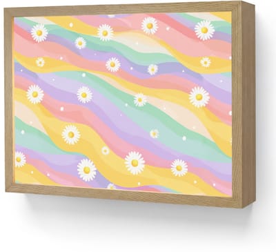 Nachtlampje 40x30 cm - Kinder lamp - Madeliefjes - Kleurrijk - Pastel - Tafellamp kinderkamer draadloos - Slaapkamer lampje - Bedlamp kinderen - Kinderlampje - Wandlamp babykamer - Nachtlampjes