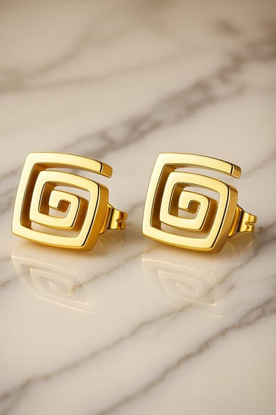 Lundholm Oorknopjes Dames Goudkleurig Studs - Premium Stainless Steel - Gold Plated Oorbellen Geometrische Spiraal Oorstekers - in Luxe Geschenkverpakking - Cadeau voor Haar