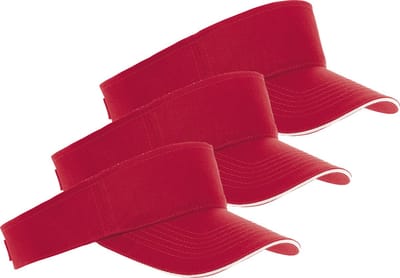 3x Rode/witte zonnekleppen petjes voor volwassenen - Katoenen rode/witte zonnekleppen met klittenbandsluiting - Dames/heren