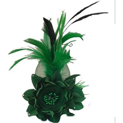 Broche en tissu rétro avec plumes et strass, épingles à revers, bijoux faits à la main, accessoires de fête de mariage vert