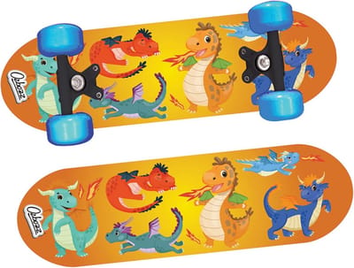 Skateboard met Knipperende Wielen 17 Inch - Hout en Drakenprint