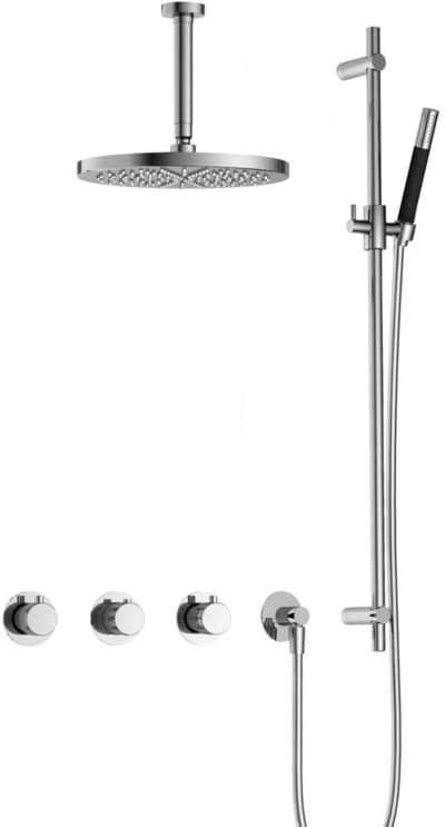Hotbath Cobber X - CX7067 - Inbouw Regendoucheset - Chroom - 2 Stopkranen - Thermostatisch - Plafondbuis 15 cm - Hoofddouche 300 mm - Staafhanddouche - Glijstang 900 mm - met M106 - Waterbesparend