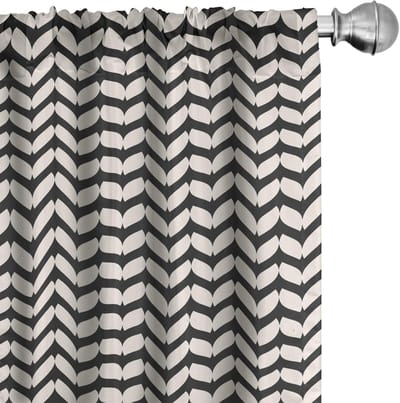 ABAKUHAUS Gordijnen – Vintage Art Deco – 2x75x175 cm – Crème en Zwart