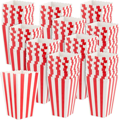 Kleine Popcornzakken, 100 Stuks Gestreepte Papieren Dozen, Ideaal voor Feesten, Verjaardagen en Bioscoopgebruik