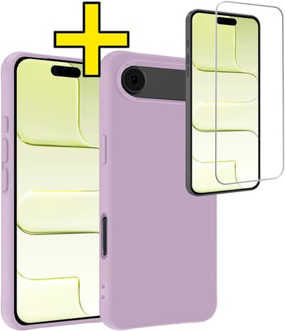 Hoesje - Met Screenprotector - Geschikt voor Apple iPhone Air - Sterk & Shockproof - Back Cover - Siliconen Case - Telefoon Hoes - Telefoonhoesjes - Lila