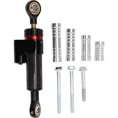 Amortisseur de Direction pour Moto Alliage d'Aluminium Anodisé Support d'Amortisseur de Direction Directionnel Universel pour Scooter 125cc 150cc Carbon Fiber Look