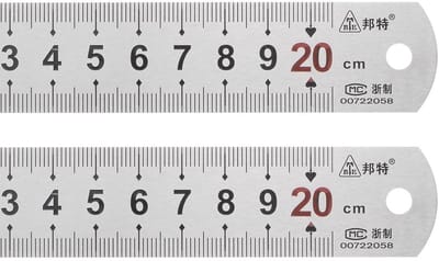 Set van 2 Roestvrijstalen Linialen 20 cm / 8 Inch - Metrische en Inch Maatvoering