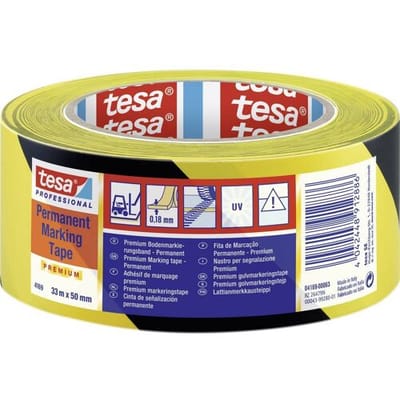tesa PREMIUM 04169-00063-93 Vloermarkeringstape tesa Professional Zwart/geel (l x b) 33 m x 50 mm 1 stuk(s)