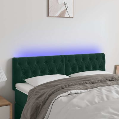 vidaXL - Hoofdbord - LED - 160x7x78/88 - cm - fluweel - donkergroen