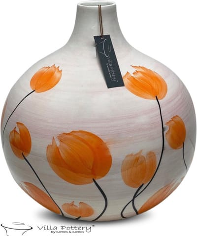 Vaas - Villa Pottery - Keramiek - Decoratie - Voorjaarsdecoratie - Francis 1_3 Pink/orange