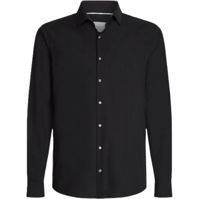 Calvin Klein slim fit overhemd - popeline - zwart - Strijkvriendelijk - Boordmaat: 40 (EU maat: M)