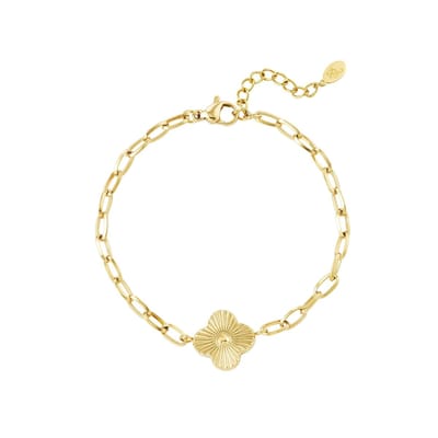 Armband Goud met Bloem - Roesvrij Staal