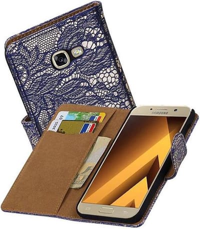 Bookstyle Wallet Case Hoesje Geschikt voor Samsung Galaxy A3 2017 A320F Blauw