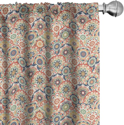 ABAKUHAUS Geometrische gordijnen – 2-delige set microvezel gordijnen, veelkleurig, halverduisterende gordijnen, 75x225 cm