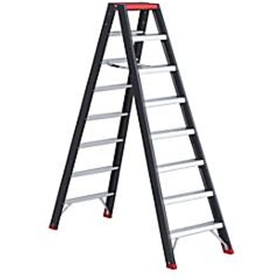 Professional Topline trapladder, 2-zijdig, alu, 2 x 8 treden