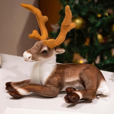 3542Cm Simulatie Kerst Rendier Pluche Pop Kussen Cartoon Rode Kaap Rendier Dier Knuffel Huisdecoratie Cadeau Voor Kinderen about 35cm black