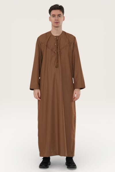 Heren bruin Eid Marokkaanse Jubba gewaad Djellaba Ramadan Eid Thobe LFS-HM11